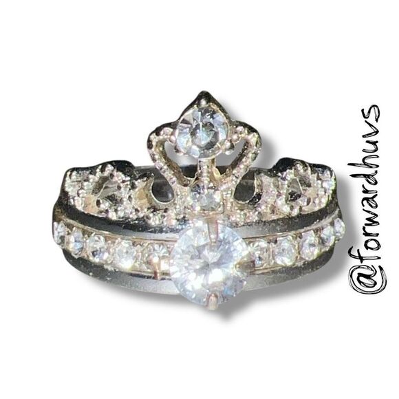 Bundle Sale 3 for $15 | Size 6.5 Fashion Ring – Crown Motif with Clear Stones - Picture 5 of 8
